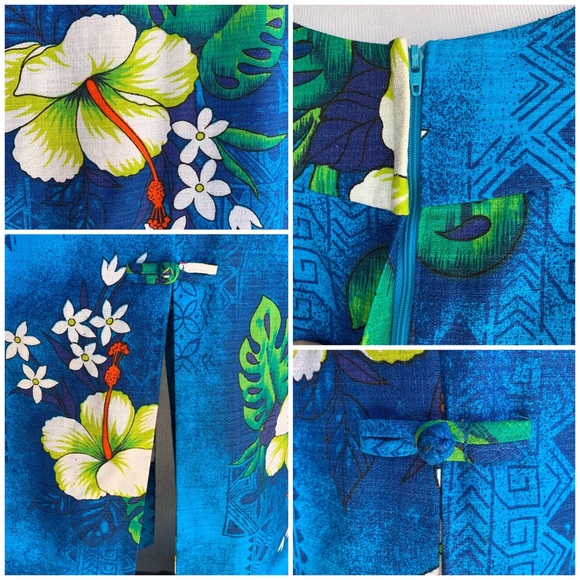 🌺”Royal Hawaiian” Vintage Barkcloth Muumuu Dress - Picture 5 of 8